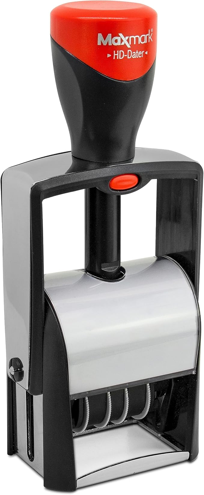MaxMark Heavy Duty Self Inking Date Stamp with Phrase Scanned - 2 Color Blue/Red Ink