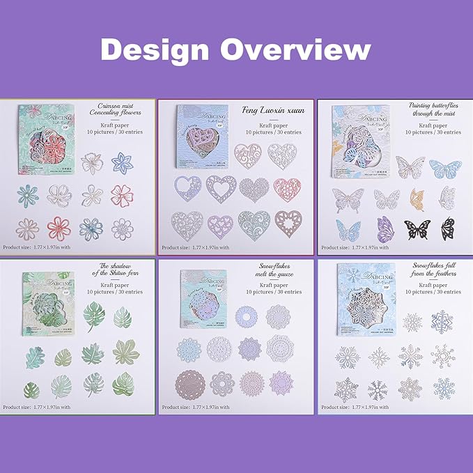 Vintage Hollowed-Out Scrapbook Paper Set, 180PCS Butterfly Floral Leaf Heart Ephemera for Journaling, Scrapbooking, and DIY Crafts