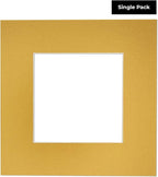 8.5x11 Mat Bevel Cut for 7x9 Photos - Acid Free Metallic Gold Precut Matboard With Backing Board and Crystal Clear, Self Seal Photo Mat Bag - For Pictures, Photos, Framing - 4-ply Thickness