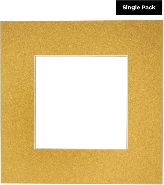 Poster Palooza 8x10 Mat for 6x8 Photo - Precut Metallic Gold Picture Matboard for Frames Measuring 8 x 10 Inches - Bevel Cut Matte to Display Art Measuring 6 x 8 Inches - Acid Free ONE MAT