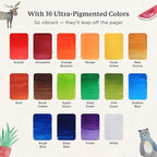 Viviva Colors Travel Watercolor Paint Set - Original 16 Watercolor Paints for Adults, Beginners, Artists, Hobbyists - Lightfast, Vibrant, Handmade & Portable Watercolor Kit with Mixing Palette
