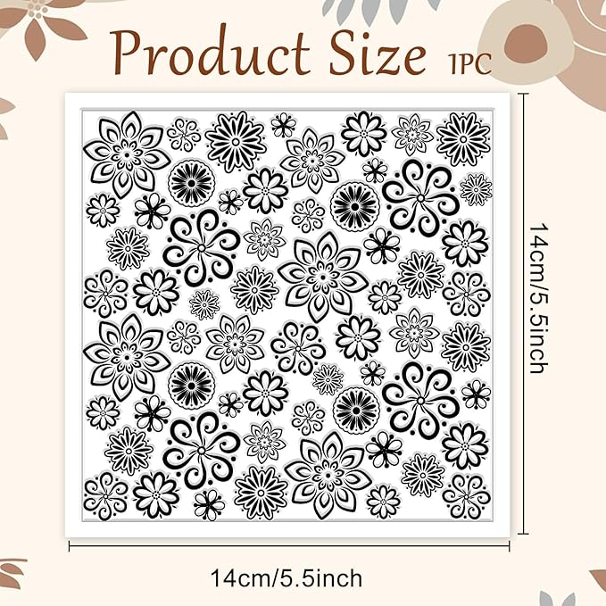 CHGCRAFT Lace Flowers Polymer Clay Texture Sheets Geometric Flowers Silicone Texture Stamp Clay Texture Mat Modeling Pattern Pad Texture Sheets for Jewelry and Clay Earrings Tools, 5.5x5.5 inch