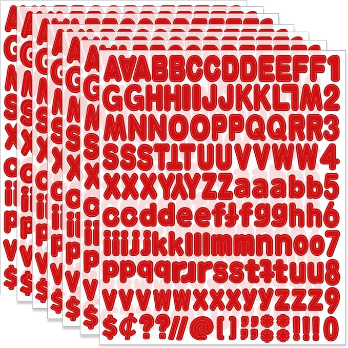 Alphabet Stickers 1'' 12 Red Letter Stickers, Self Adhesive Vinyl Mailbox Numbers, for Home Decor