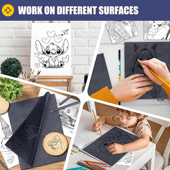 Carbon Paper for Tracing Transfer-Paper Pad, 30 Pcs Black Graphite Copy Paper for Tracing Drawing Patterns on Wood Projects Canvas Fabric Lettering Sketching Art Supplies, A4 8.3 X 11.8 Inch