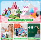 Goody King Magnetic Blocks|100PCS Magnetic Building Cubes,Unicorn Magnet Cubes for Kids Age 3 4 5 6 7 8 9 10, STEM Montessori Stacking Toy, Sensory Tiles Building Christmas