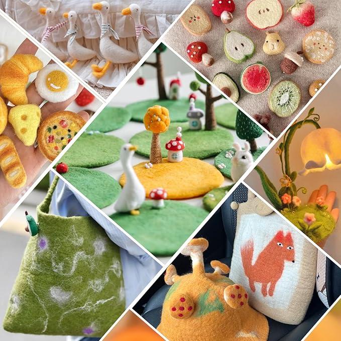 3.53oz Wool Roving Yarn, Wool Felting Supplies, Pure Wools, Chunky Yarn, Spinning Wool Roving for Needle Felting Wet Felting DIY Hand Spinning (Light Brown)