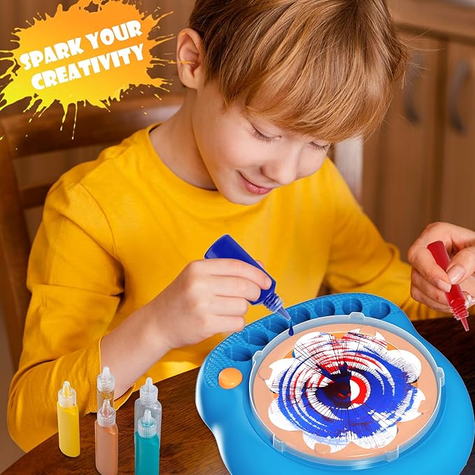 Hewaurorion Paint Spin Art Machine Kit for Kids, Arts & Crafts Painting Spinner Toys Kits Sets for Boys & Girls Ages 6 7 8 9 Year Old Blue