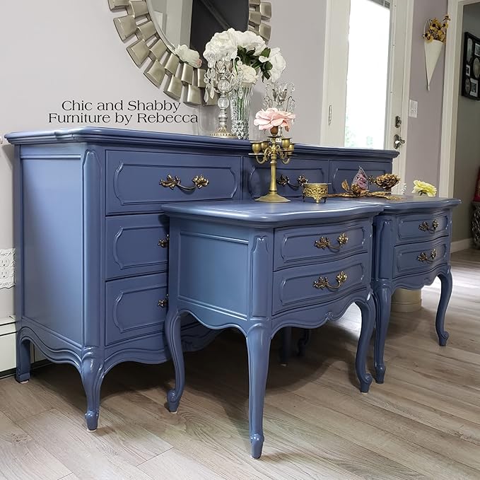 Dixie Belle Paint Company Chalk Finish Furniture Paint - Yankee Blue (4oz) - Matte Cool Navy Chic Chalk Mineral DIY Furniture Paint