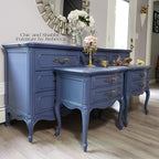 Dixie Belle Paint Company Chalk Finish Furniture Paint - Yankee Blue (32oz) - Matte Cool Navy Chic Chalk Mineral DIY Furniture Paint