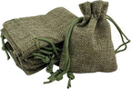 Palmhomee Pack Of 25 Burlap Gift Bags with Drawstring Linen Jewelry Pouches Wedding Hessian Jute Bags for Birthday and Treat Pouches Party Wedding Favors Gift (3.6x4.8 Inch, Moss Green)