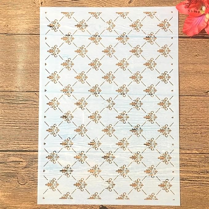 TIAMECH A4 Reusable Small Symbol Lines Stencil for Painting - Grid Texture Layering Template, DIY Wall Art, Wood Furniture, Scrapbook & Crafts (8.3x11.7inch)