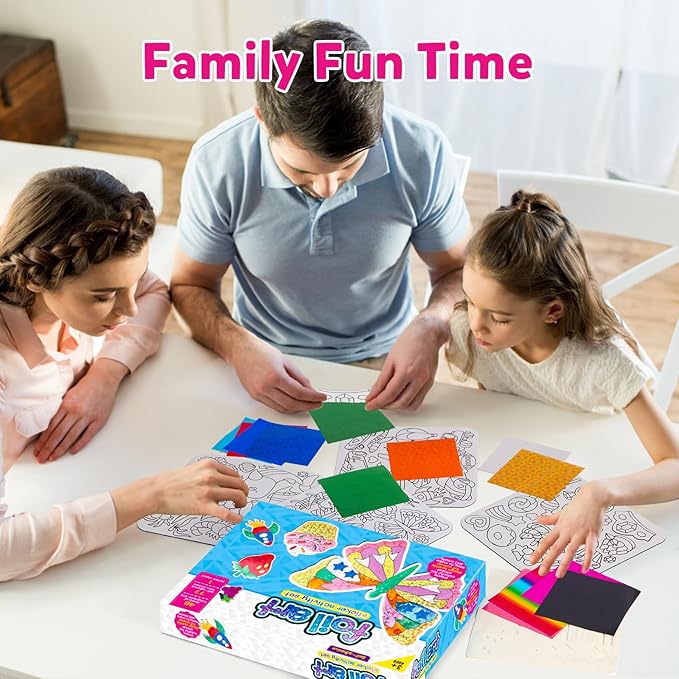 Foil Art Kit for Kids - Foils Fun Craft Kits & Supplies, No Mess Art for Kids, Foil Foam Stickers Art Craft Activity for Kid, DIY Creative Activity Birthday Christmas Gift Travel Toys for Girls Boys