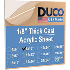 Duco USA-Made Clear Cast Acrylic Sheet 1/8 Inch Thick 8" x 12" - 1 Pack of Transparent Plexiglass Sheet - Lightweight Acrylic Board for Window Replacements, Displays, Signs, and More