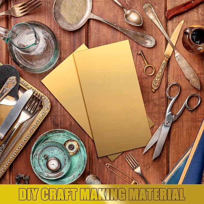 Tandefio 2 Pcs Brass Sheet 12" x 6", 14 Gauge(0.06") Thickness Brass Plates Metal Film Attached Brass Plates for DIY Handicrafts Jewelry Model Crafts Repairs Electrical