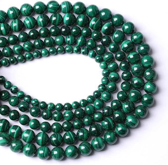 23pcs 8mm Natural Green Malachite Beads AAA Gemstone Round Loose Beads for Jewelry Making DIY Bracelets Necklaces Crystal Energy Healing Stone Beads