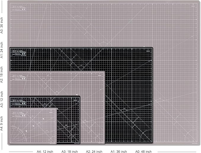 Elan Cutting Mat A2 Black & Taupe, Self Healing Cutting Mat 18x24 Inch, 5-Ply Craft Board Black, Hobby Board for Crafts 18x24 Inch