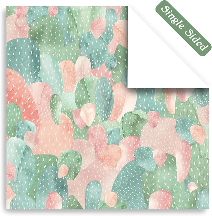 48 Sheets 24 Designs Scrapbook Paper Pad, 6"×6" Single-Sided Decopodge Craft Cardstock Paper,Scrapbooking DIY Decorative Background Cardmaking Supplies.Cactus&Cartoon