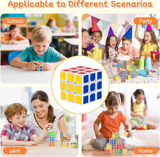24 Pack Mini Puzzle Cubes Party Favors for Kids, 3x3 Mini Magic Cube Puzzle Prize Set for Kids School Rewards, 1.18inch Bulk Small Toys for Party, Birthday, Christmas Stocking