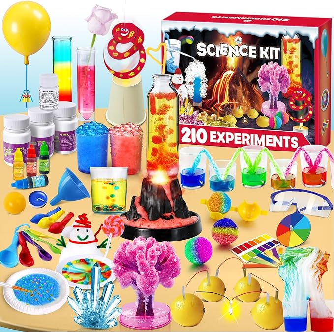 UNGLINGA 210 Experiments Science Kit for Kids, Boys Girls Birthday Toys Gifts Idea, Chemistry Set, Volcano, S.T.E.M Science Educational Project