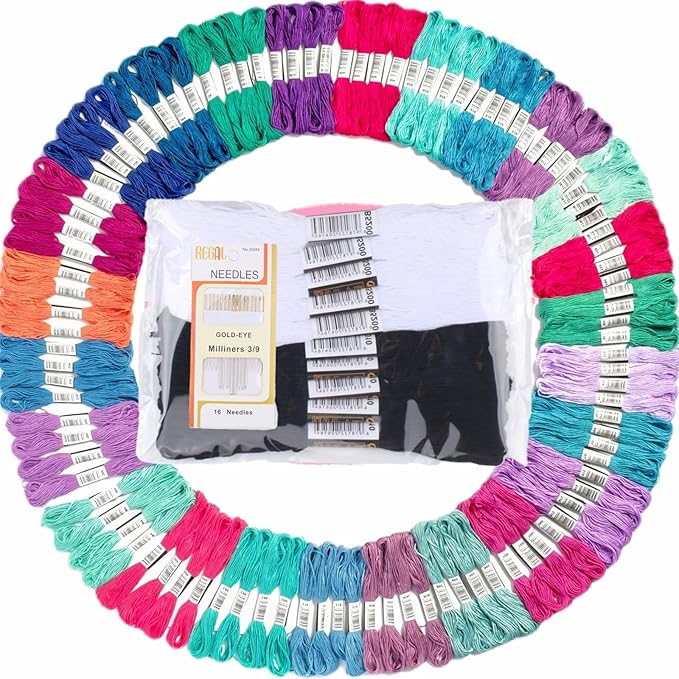 Athena’s Elements Embroidery Floss | Rainbow Thread for Embroidery, Cross Stitch Thread, Customized Independent Packaging（100 Colors）(Mermaid Color Palettes)