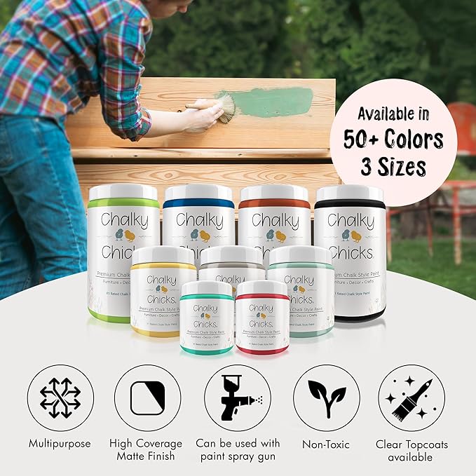 Chalky Chicks All-in-One Chalk Paint for Furniture or Cabinet - 16 Fl Oz - Matte Finish Paris Pink for Metal, Wood Furniture Paint - No Sanding All-in-One for Home Decor & Crafts, USA Made