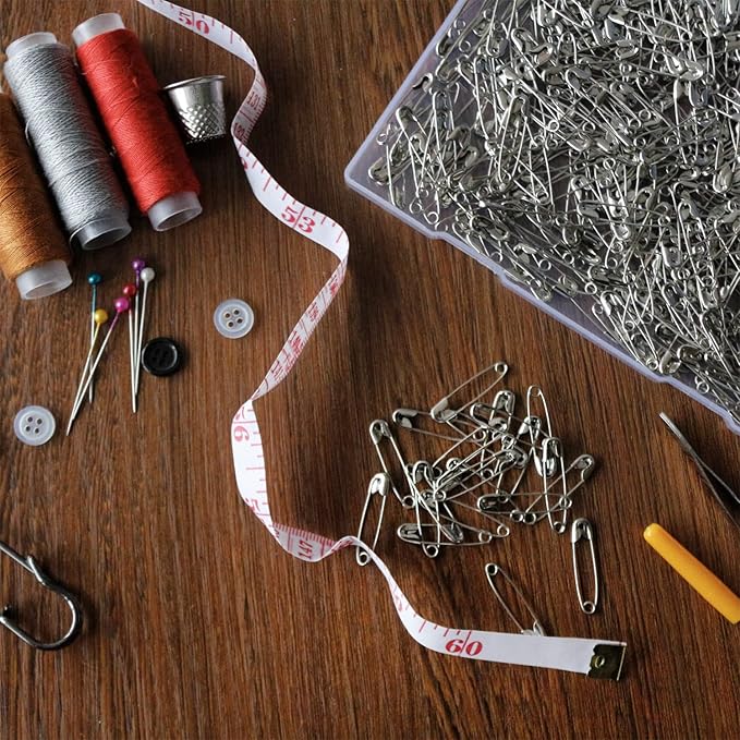 vrupin 2000 Pieces - Silver Safety Pins, 1.1 inch 28mm, Extra Strong, Multi-purpose
