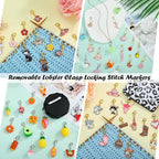 BEEFLYING 16Pcs Cat Stitch Marker Charms for Crocheting and Knitting, 8 Styles Alloy Enemal Crochet Knit Stitch Marker Pendant with Lobster Clasp for Sewing Quilting Handmade Jewelry