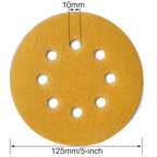 5-Inch 8-Hole Hook and Loop Sanding Discs, 60/80/120/150/220/320/400 Assorted Grits Gold Sanding Disc for Random Orbital Sander, 105-Pack