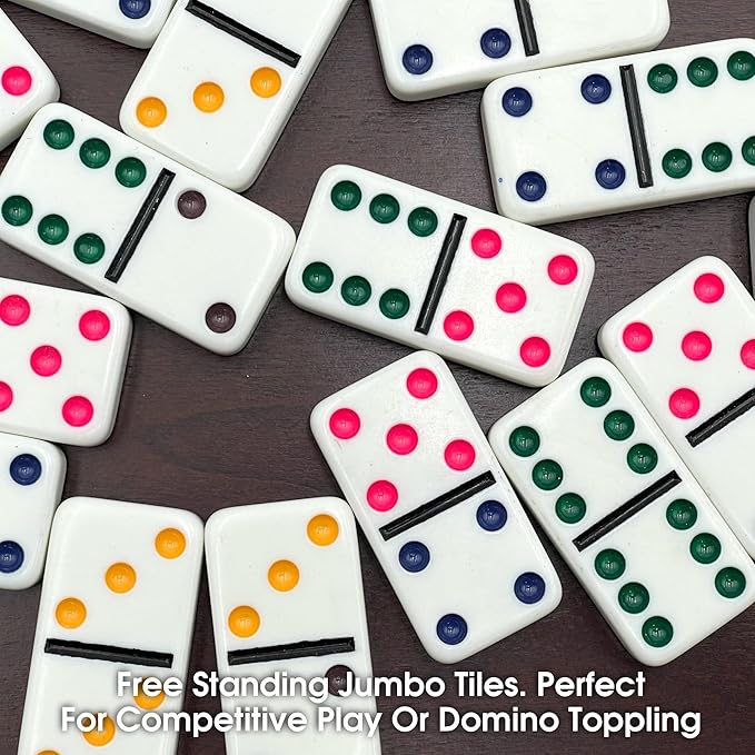 CHH 2322 Double 6 Jumbo Dominoes with Color Dot, 8.25-inch Length