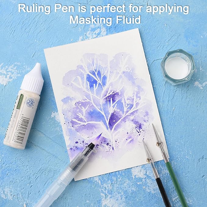 LOONENG Ruling Pen for Masking Fluid, Perfect Fine Line Drawing, Technical Cartography and Calligraphy, Suitable Use with Drawing Ink, Indian Ink Gouache