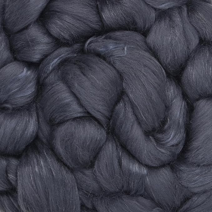 Merino Silk Luxe Tonal Designer Blend. Superfine Merino, Mulberry Silk, Tussah Silk. Top Roving for Spinning or Felting. Moon Shadow 4oz