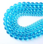 60pcs 6mm Topaz Blue Crystal Glass Beads Round Loose Spacer for Jewelry Making DIY Bracelet Necklace Healing Power Stone (Blue Crystal Glass, 6mm)