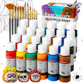 Fantastory Acrylic Paint Set, 24 x 60 ml with 12 Brushes; Christmas Acrylic Paint, Waterproof; For Artwork & DIY Projects on Canvas, Wood, Glass, Clay, Fabric, Ceramic, Paper, Canvas