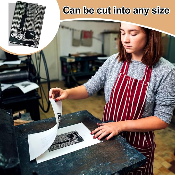 Yeaqee 2 Pcs 9 x 12 Inch Linoleum Block Rubber Carving Block Soft Linocut Blocks Large Linoleum Sheet Unmounted Lino Plates for Engraving Art Project Printmaking Artist Studio Supplies, Gray