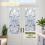 3D Stained Glass Window Privacy Film, Heat Control UV Blocking Static Cling Decorative Window Film for Bathroom,Front Door,Home Non Adhesive,16.9 x 39.3 inches Azure Bloom