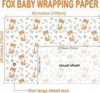 WRAPLULU Fox Wrapping Paper - 4 Jumbo Sheets, 28 * 40 Inches - Woodland Christmas Gift Wrap with Stars Floral and Leave, Perfect for Xmas, Birthdays, Baby Showers, Weddings