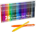 Erasable Gel Pens, 26 Colors Retractable Erasable Pens Clicker, Fine Point, Make Mistakes Disappear, Assorted Color Inks for Drawing Writing Planner and Crossword Puzzles