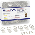 D Ring Picture Hangers with Screws - 100 Pack - Bulk D Rings - Pro Quality Hangers - Picture Hanging Solutions