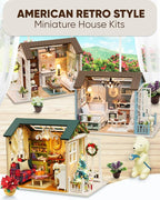 DIY Miniature House Kit, DIY Dollhouse Kit for Adults to Build, Mini House Kit with LED, Mayberry Street Miniatures, Ideal Gifts for Birthday,Valentine Christmas(Forest Times)