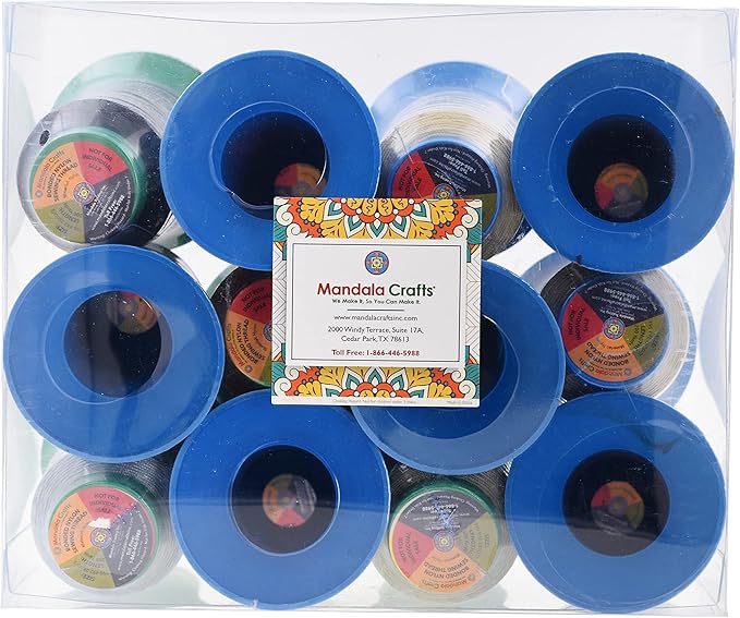 Mandala Crafts Bonded Nylon Thread 12 Neutral Colors Heavy Duty Sewing Threads - 2400 YDs Size 92 280D T90 Tex 90 Thread for Leather Jeans Weaving Outdoor Marine Upholstery Threads