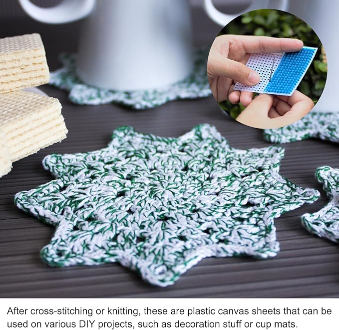 PATIKIL Plastic Mesh Canvas Sheets,10Pcs 3.1 x 3.1inch Cross Needlework Blank Yarn Crafting for Embroidery DIY Bookmarks Cup Mats, White, Square