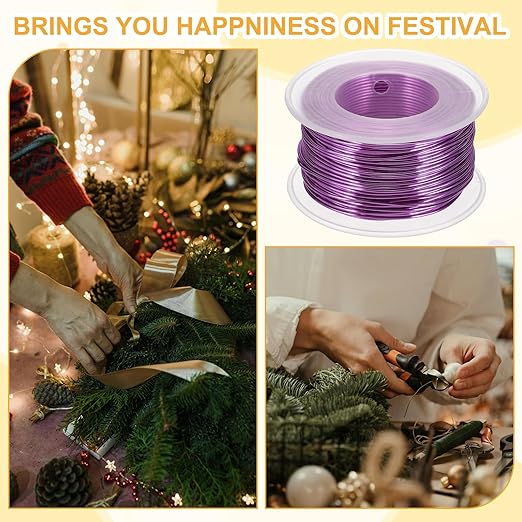 uxcell 18 Gauge / 1mm Anodized Aluminum Wire for Jewelry Craft Making, 102 Feet Bendable Flexible Wire for DIY Home Decor Gardening Sculpture, Purple