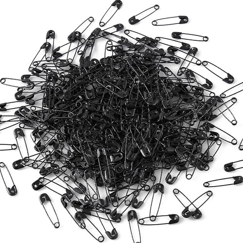 1000PCS Safety Pins, 0.75In/19mm Small Fastening Pins, Rust Resistant Nickel Plated Steel Set for Crafting, Sewing, Jewelry Making Fabric, Rimming Fastening Clip Button for Garment Hang Tag (Black)