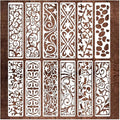 12 Pieces Border Stencils for Painting, Leaf Stencil Template Reusable Furniture Cake Decorative Stencils for Wood DIY Craft Canvas Fabric (12 Border Floral)