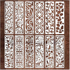 12 Pieces Border Stencils for Painting, Leaf Stencil Template Reusable Furniture Cake Decorative Stencils for Wood DIY Craft Canvas Fabric (12 Border Floral)