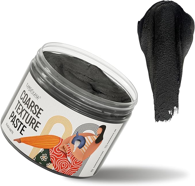 KAMENSKAYA Coarse Texture Paste - Modeling Paste Acrylic Medium - Black Matte, 16.9 fl oz (500 ml)