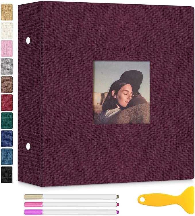 Zesthouse 18 In Photo Album Self Adhesive with Picture Display Window, 3-Ring Scrapbook Albums 60 Pages Holds 10x12 8x10 5x7 4x6 Photos, DIY Photo Book Ideal Gift for Family Wedding Baby