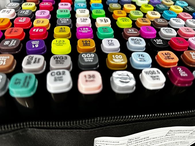 100 Colors Alcohol Markers Set, Dual Tips Blender Art Markers for Drawing Sketching Coloring Artist Pens and Underlining, Professional Permanent Sketch Marker for Kids Adult Coloring