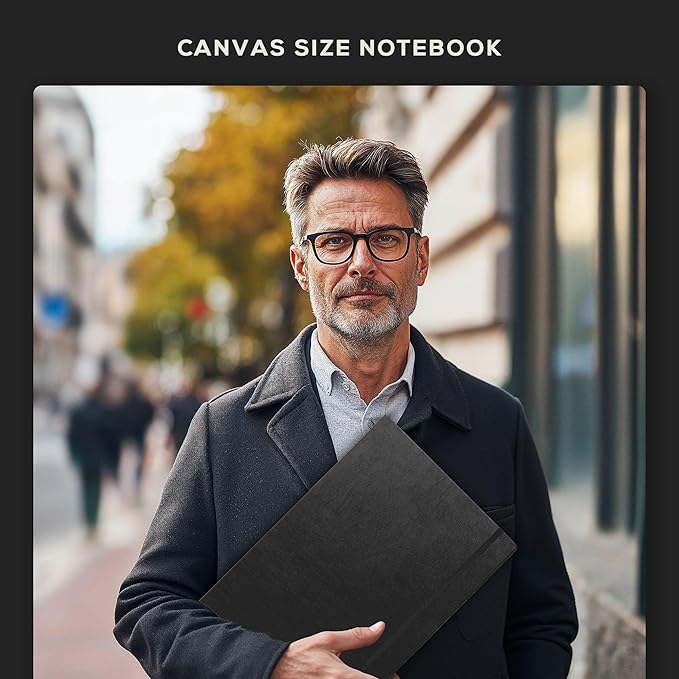 Beechmore Books A3 Sketchbook – 11.7x16.5 Premium Vegan Leather Bound Extra Large Sketch Book Hardcover, 160gsm 160 Perforated Ivory Pages, Blank Sketch Pad, Gift Boxed, Back Pocket, Ribbon Bookmark