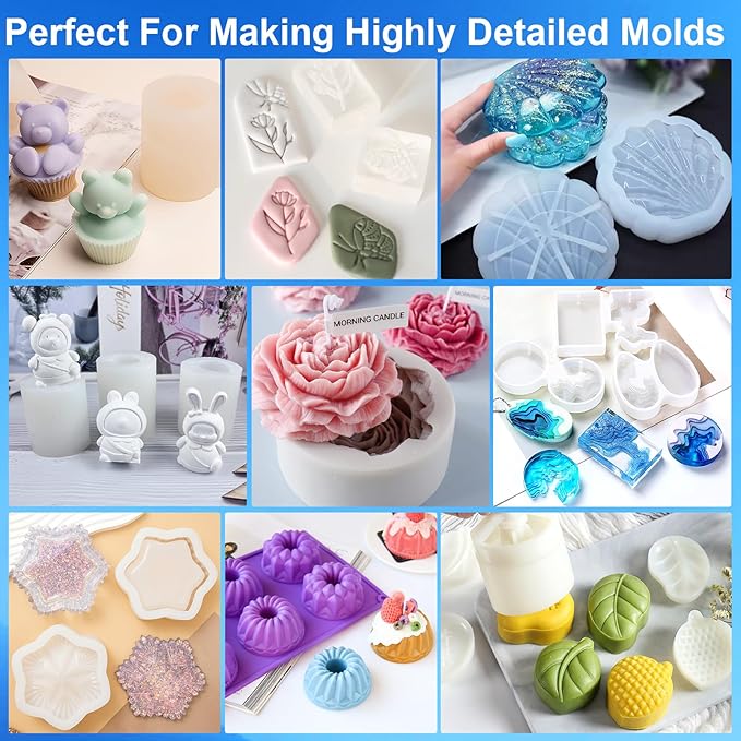 CHANGTIKEJI Silicone Mold Making Kit, 282oz 10A Elastic Liquid Silica Gel for Casting Resin molds and Candle & Soap Mold,Fast Cure Translucent Platinum Silicone Rubber